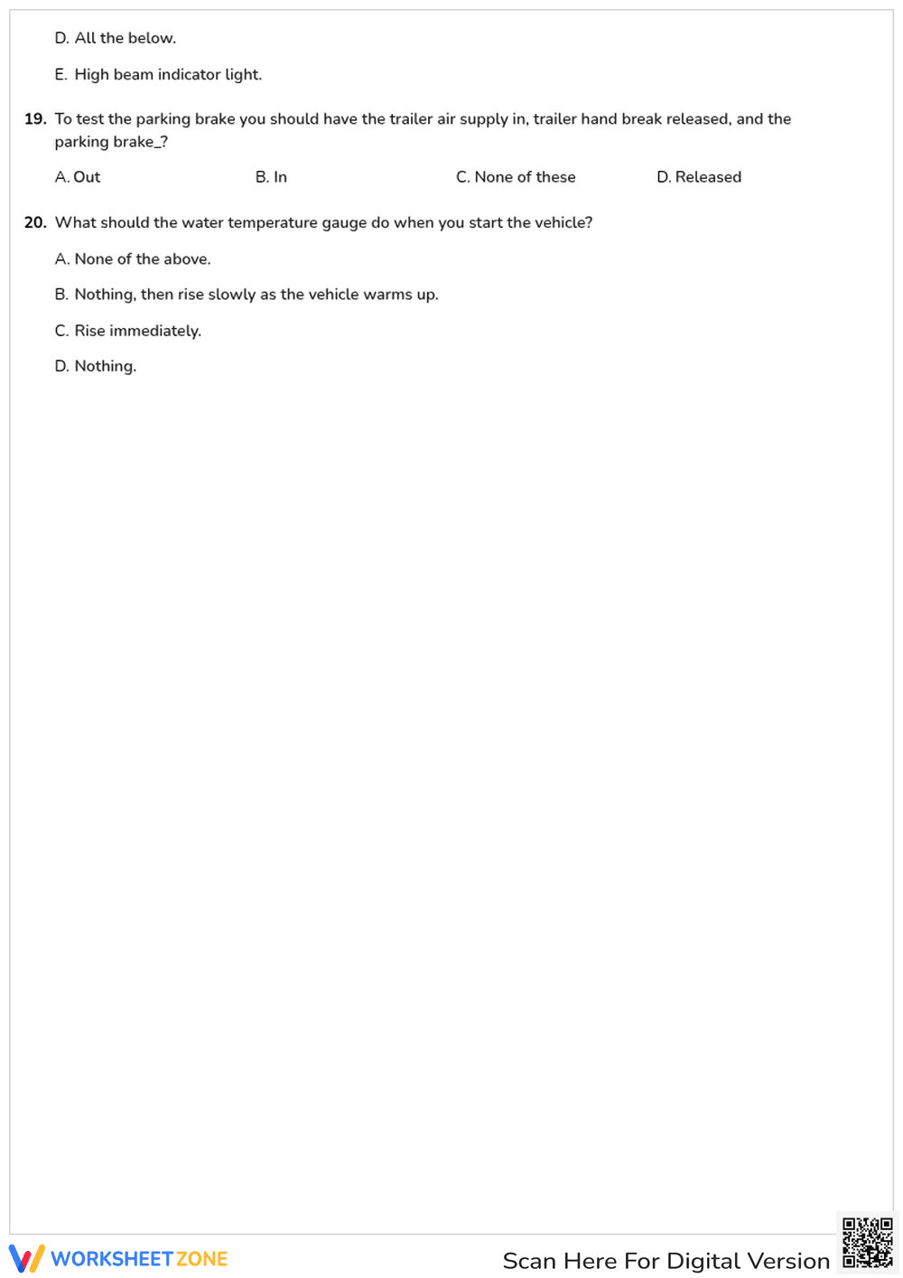 Free printable Virginia CDL Pre-Trip worksheet part 2 - Page 3