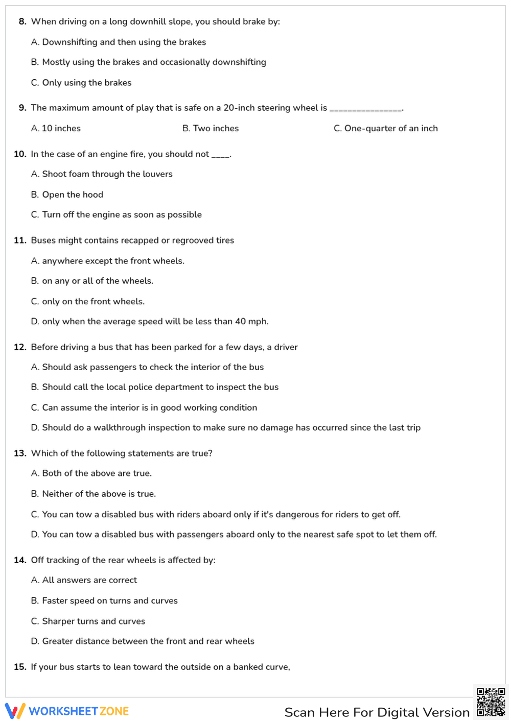 Free printable Indiana CDL Passenger Vehicles worksheet part 2 - Page 2