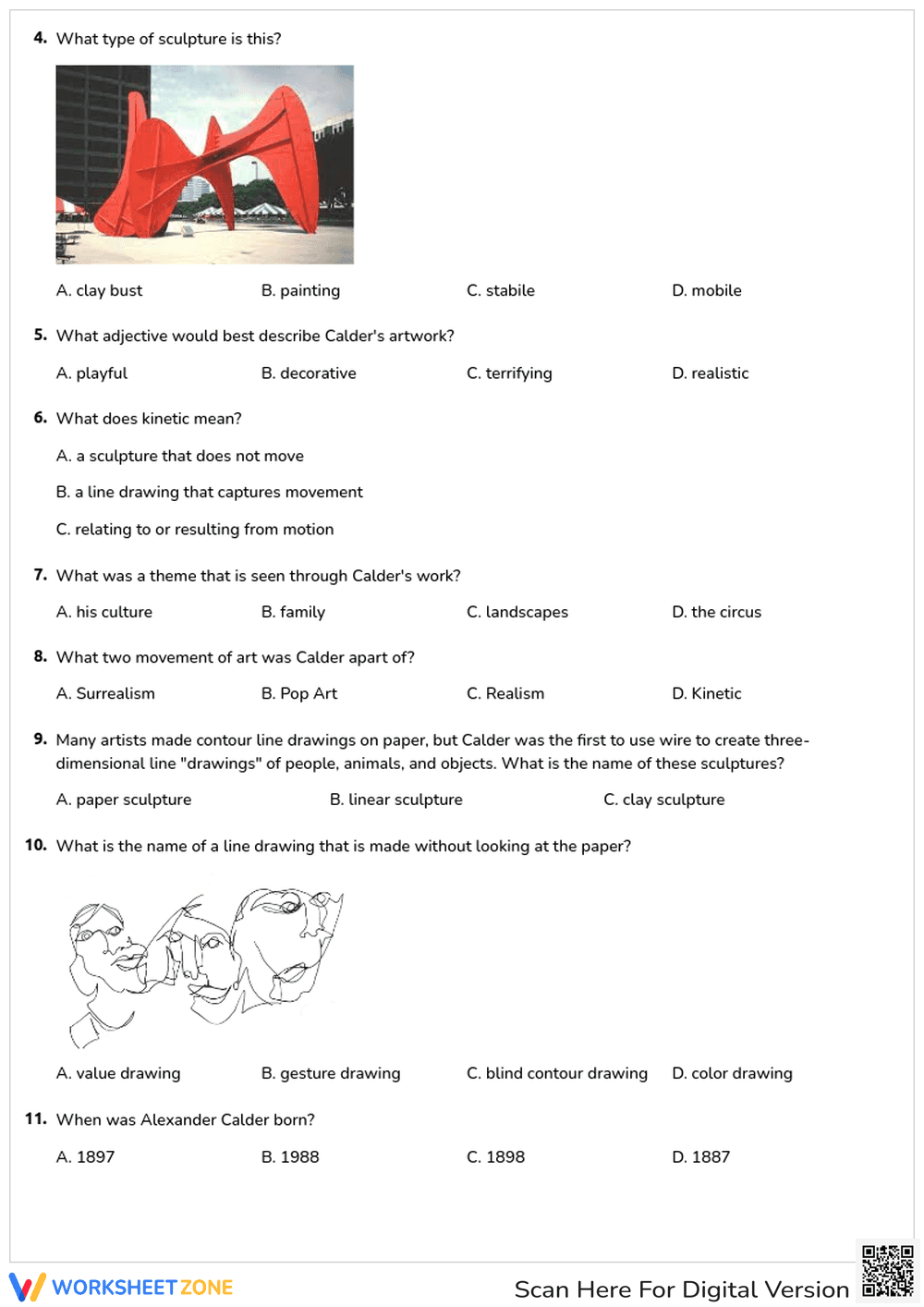Grade 3 Alexander Calder — Printable No-Prep Worksheet - Page 2