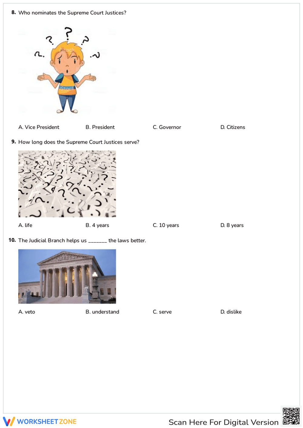Supreme Court & Judicial Branch Printable | Grade 4 Civics - Page 3