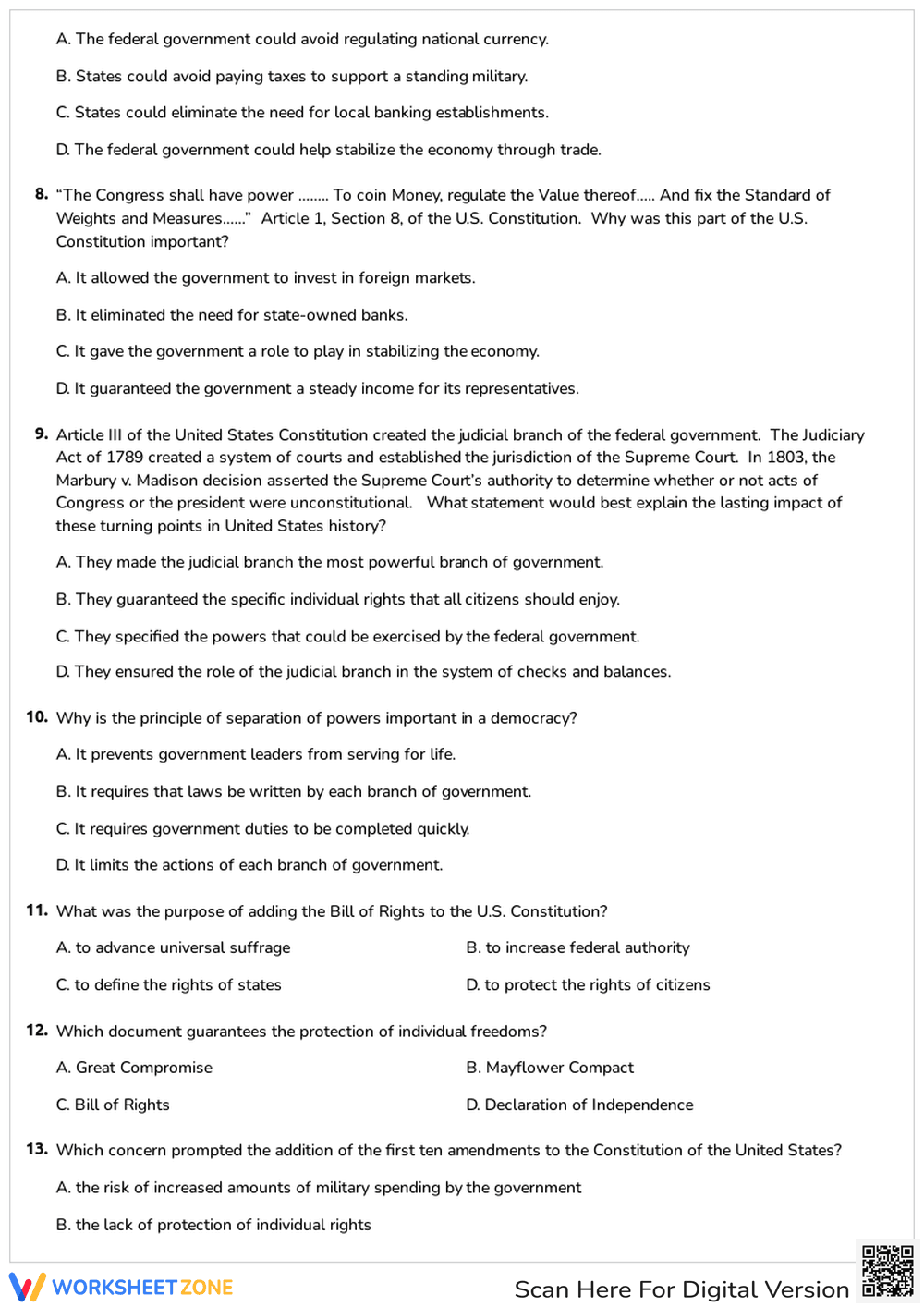 U.S. Constitution Principles Quiz - Page 2