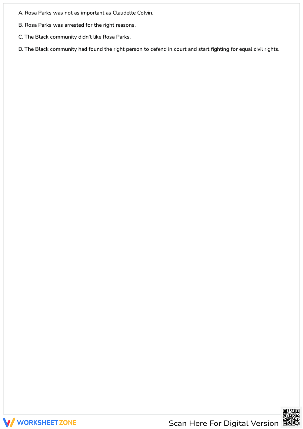Grade 5 Civil Rights History — Printable No-Prep Worksheet - Page 4