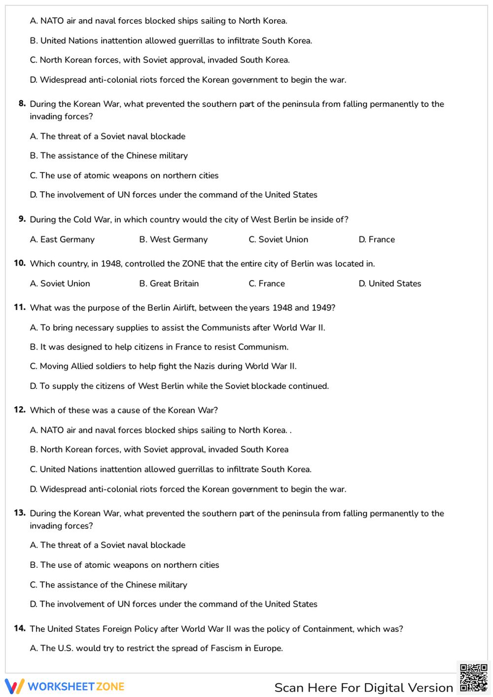 Printable Cold War Vocab Quiz | Grade 10 History - Page 2