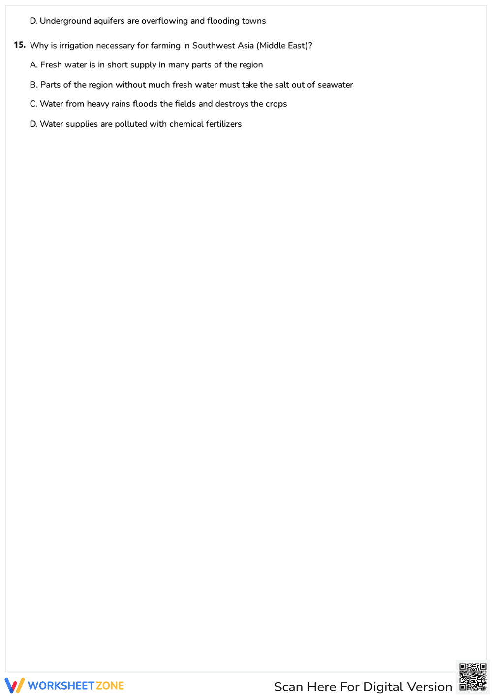 Printable SW Asia Environmental Issues Quiz | Grade 6 - Page 3