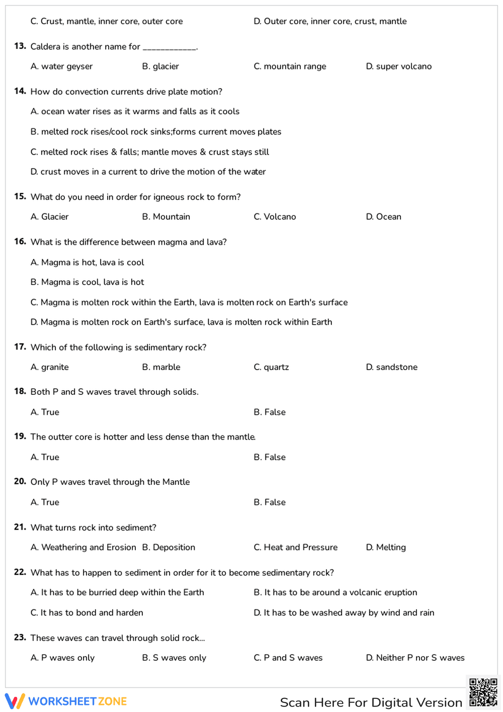 Grade 6 Rocks and Minerals — Printable No-Prep Worksheet - Page 2