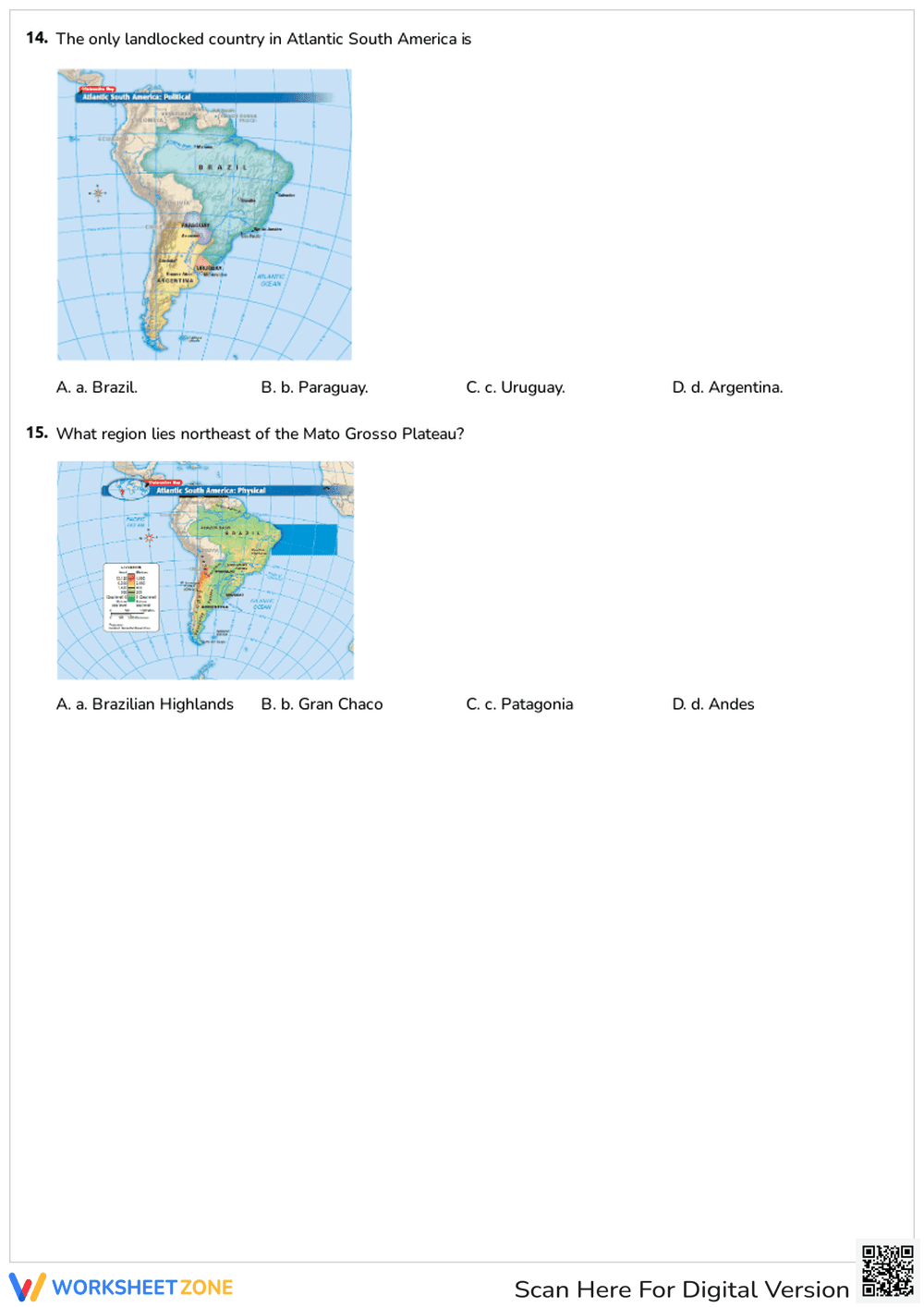Grade 6-8 Atlantic South America Printable Worksheet - Page 3