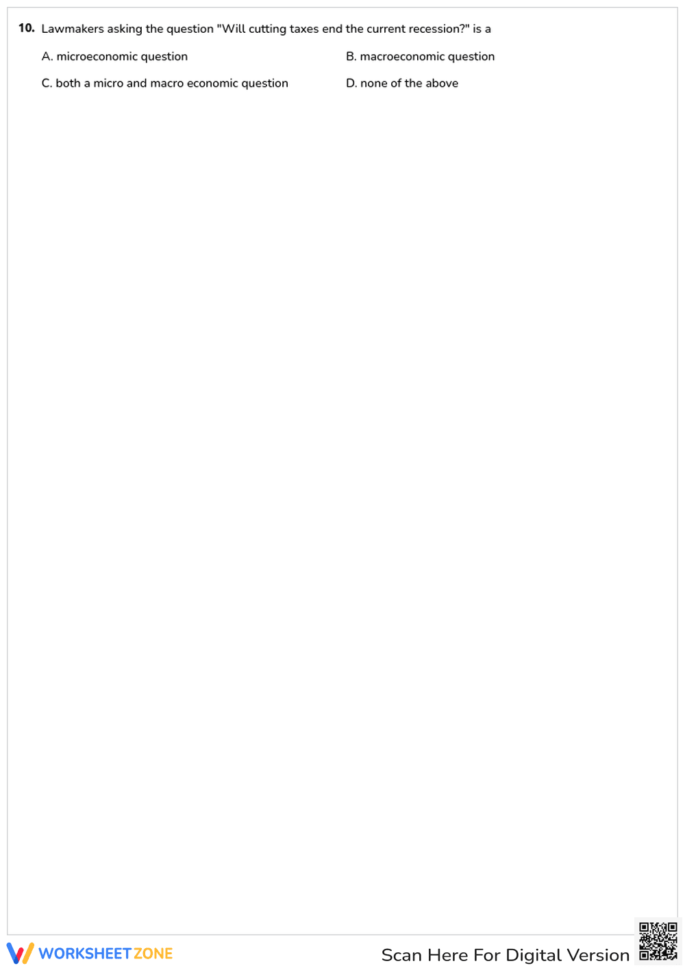 Grade 11-12 Intro to Economics — Printable No-Prep Worksheet - Page 2