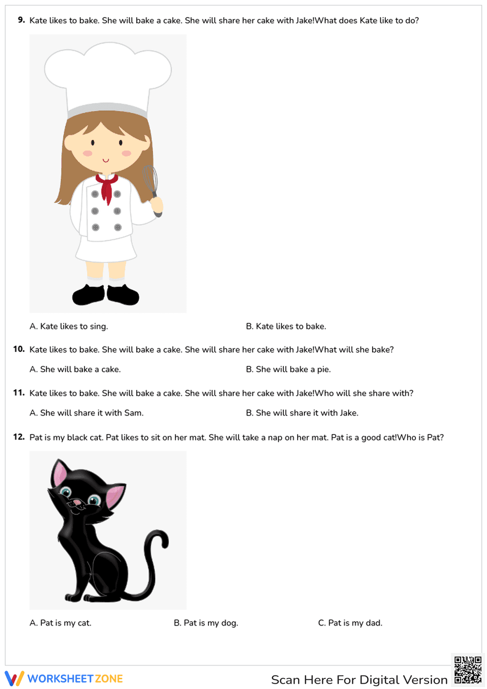 Ned the Fox Worksheet for Kids - Answering Simple Questions - Page 3