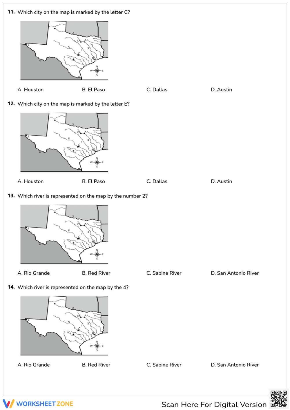 Grade 4 Regions of Texas — Printable No-Prep Worksheet - Page 3