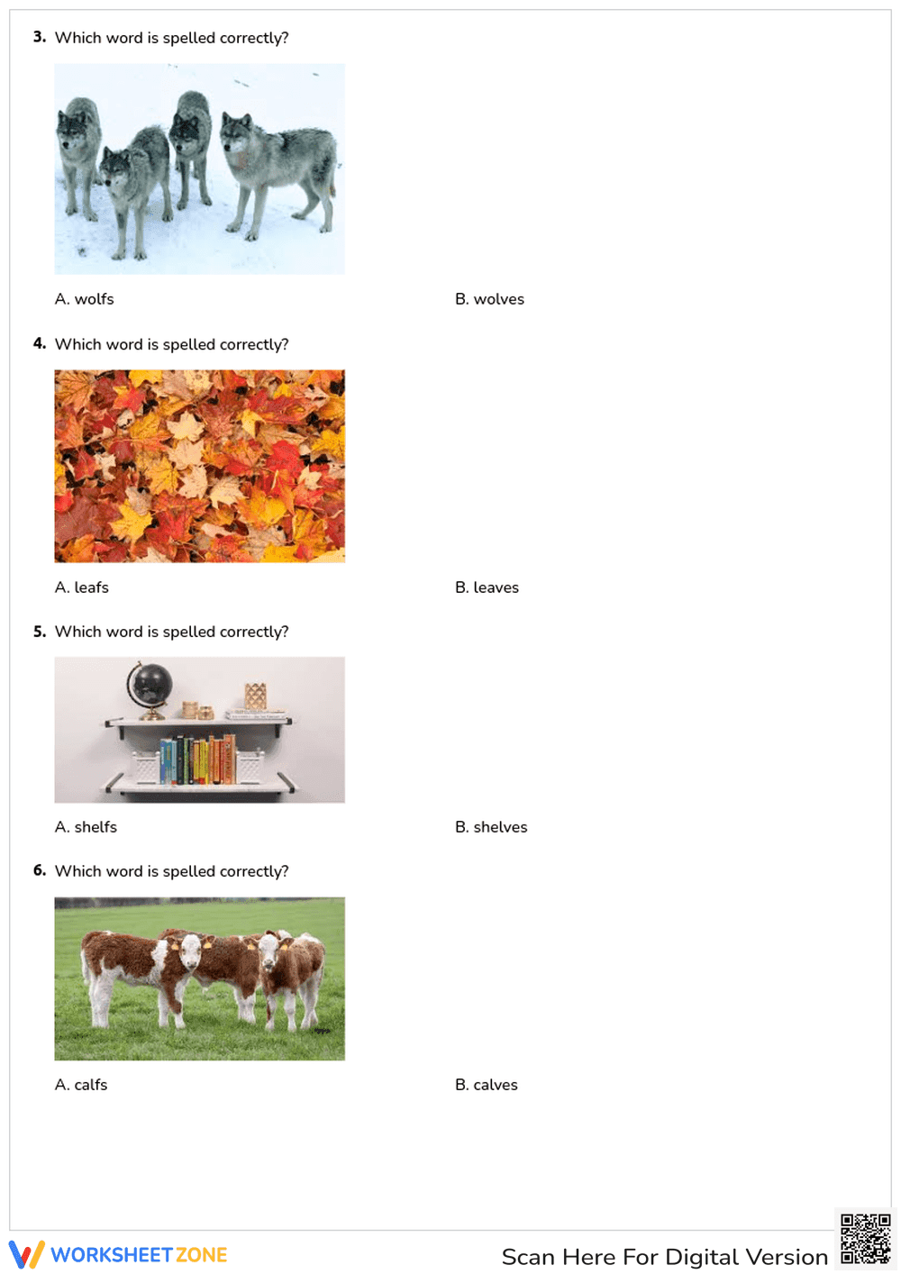 Plural Nouns Ending in F Worksheet | Grade 2 Essential - Page 2