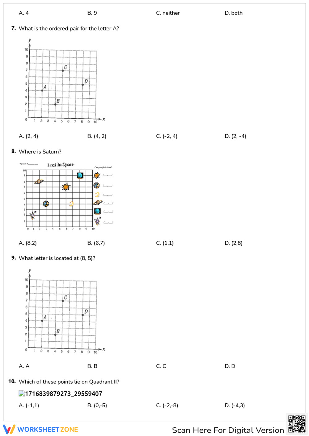 Printable Coordinate Plane Review | Grade 6 Math - Page 2