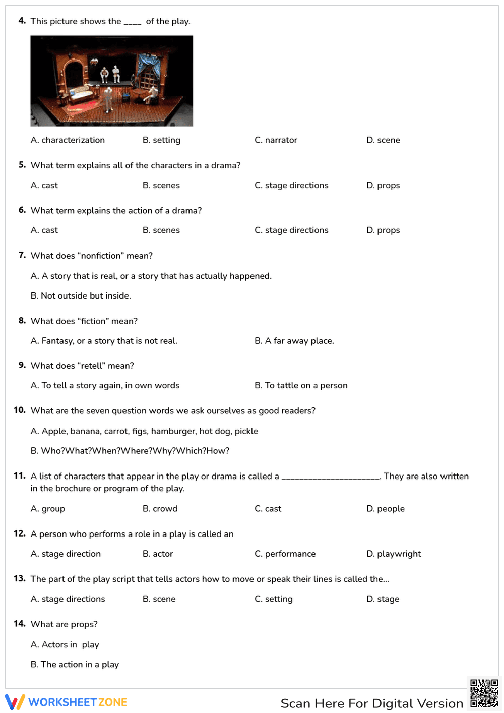 Printable Reader's Theater Quiz | Grade 2 ELA - Page 2