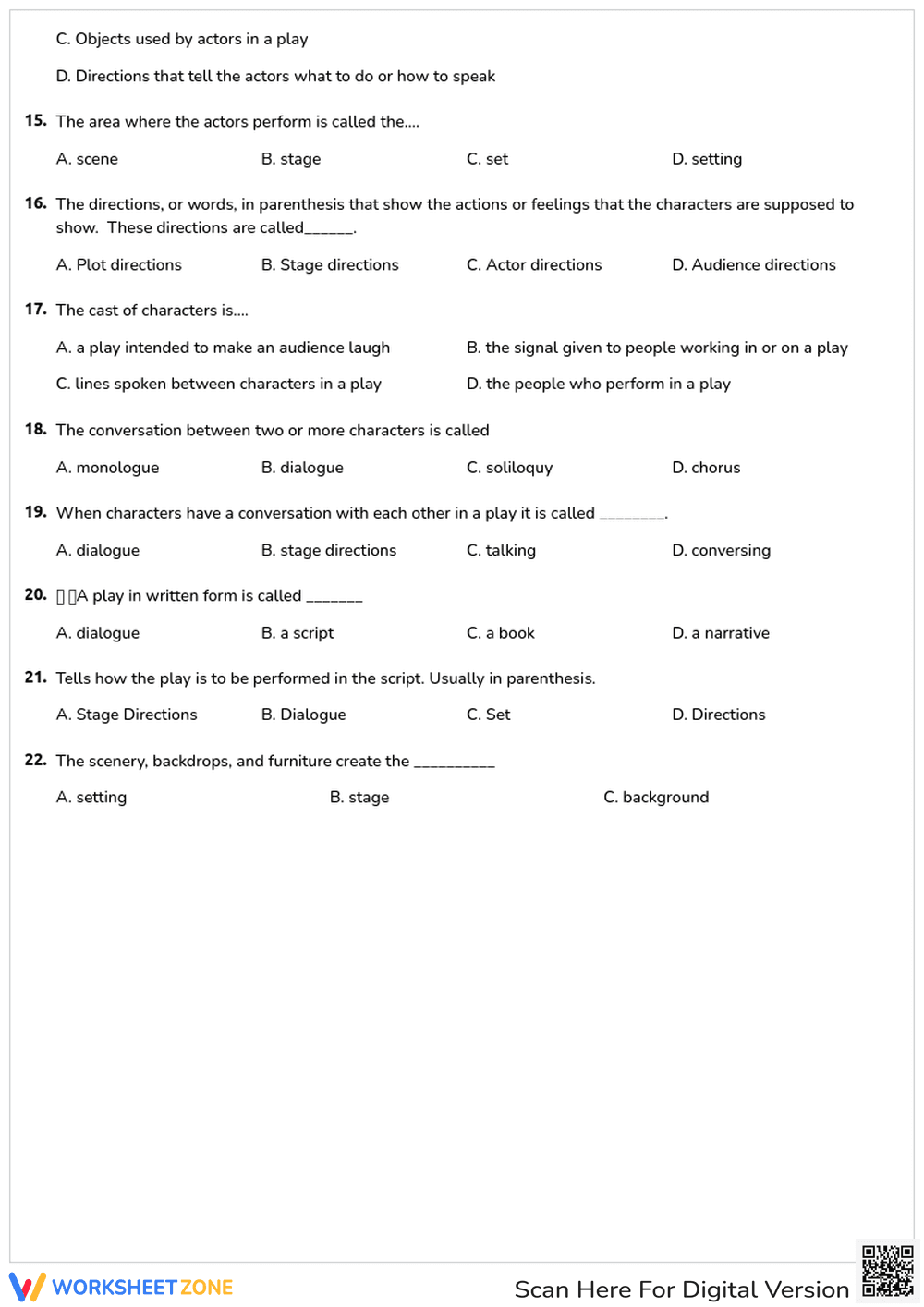 Printable Reader's Theater Quiz | Grade 2 ELA - Page 3