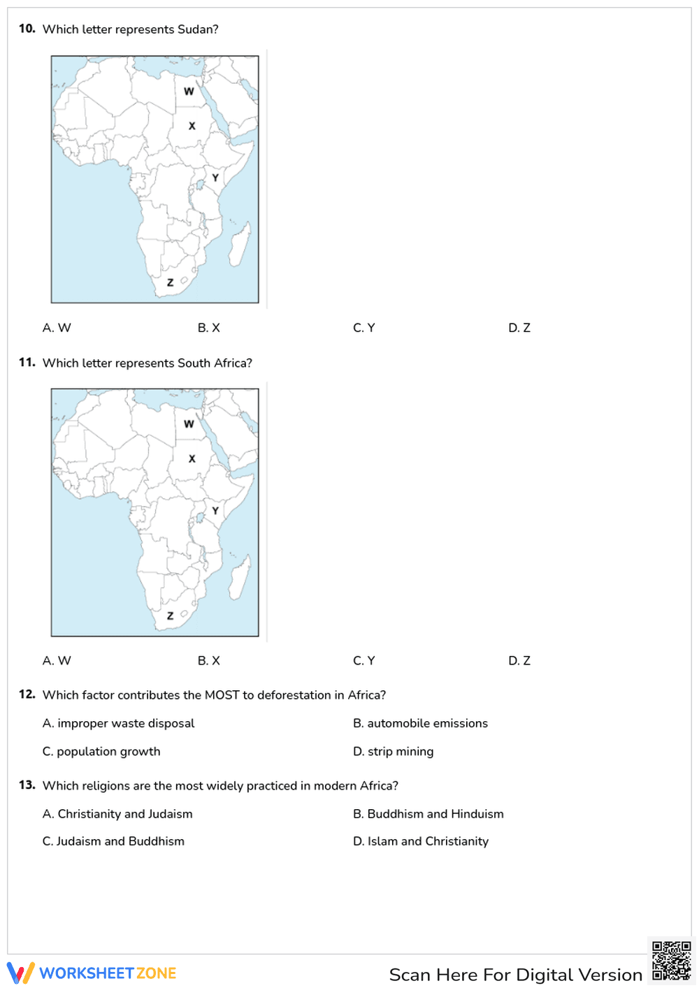Grade 7 African Geography — Printable No-Prep Worksheet - Page 3
