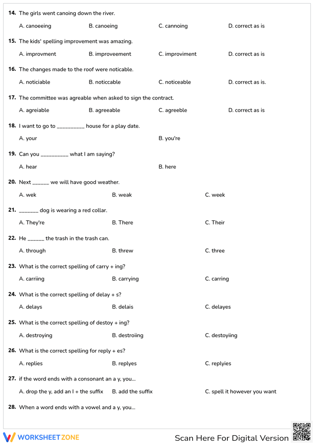 Unit One Spelling Patterns - Page 2