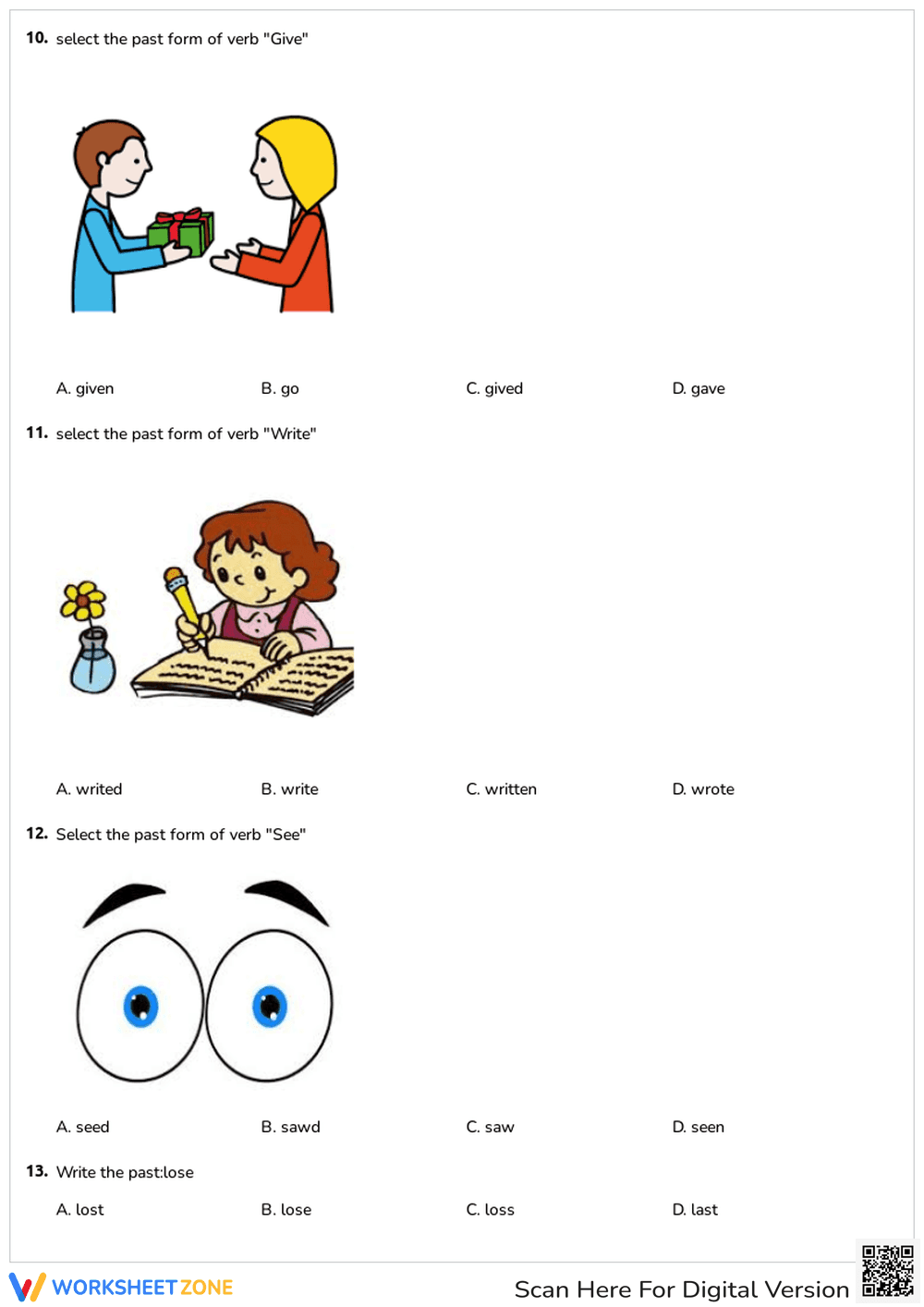 Printable Irregular Verbs Quiz | Grades 3-4 ELA - Page 2