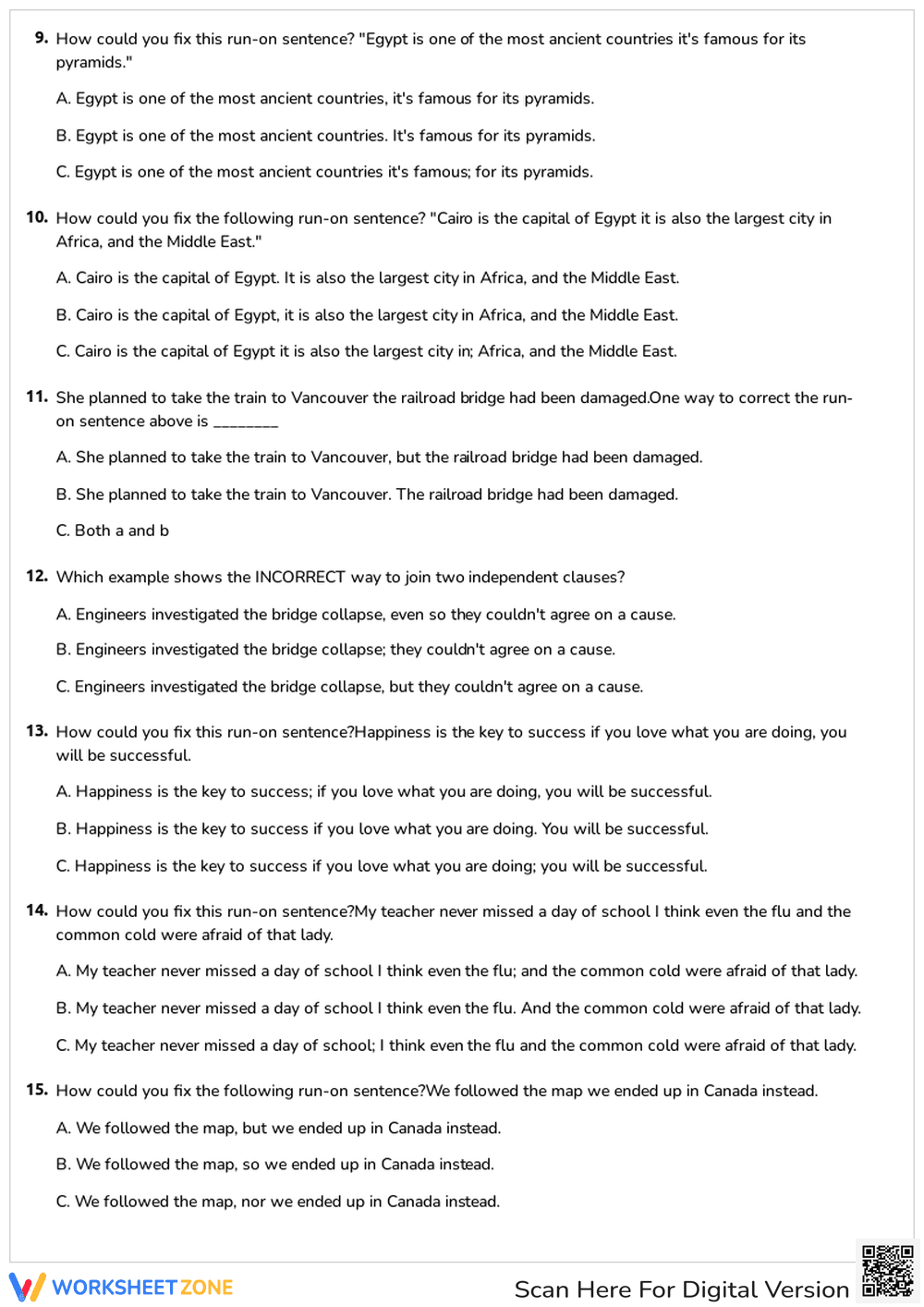 Sentence Structure & Run-On Sentences Quiz - Page 2