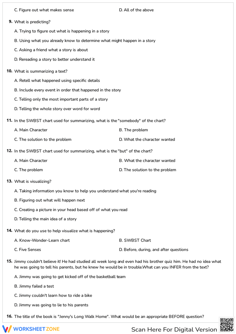 Reading Strategies Test | Grade 3 Essential Worksheet - Page 2