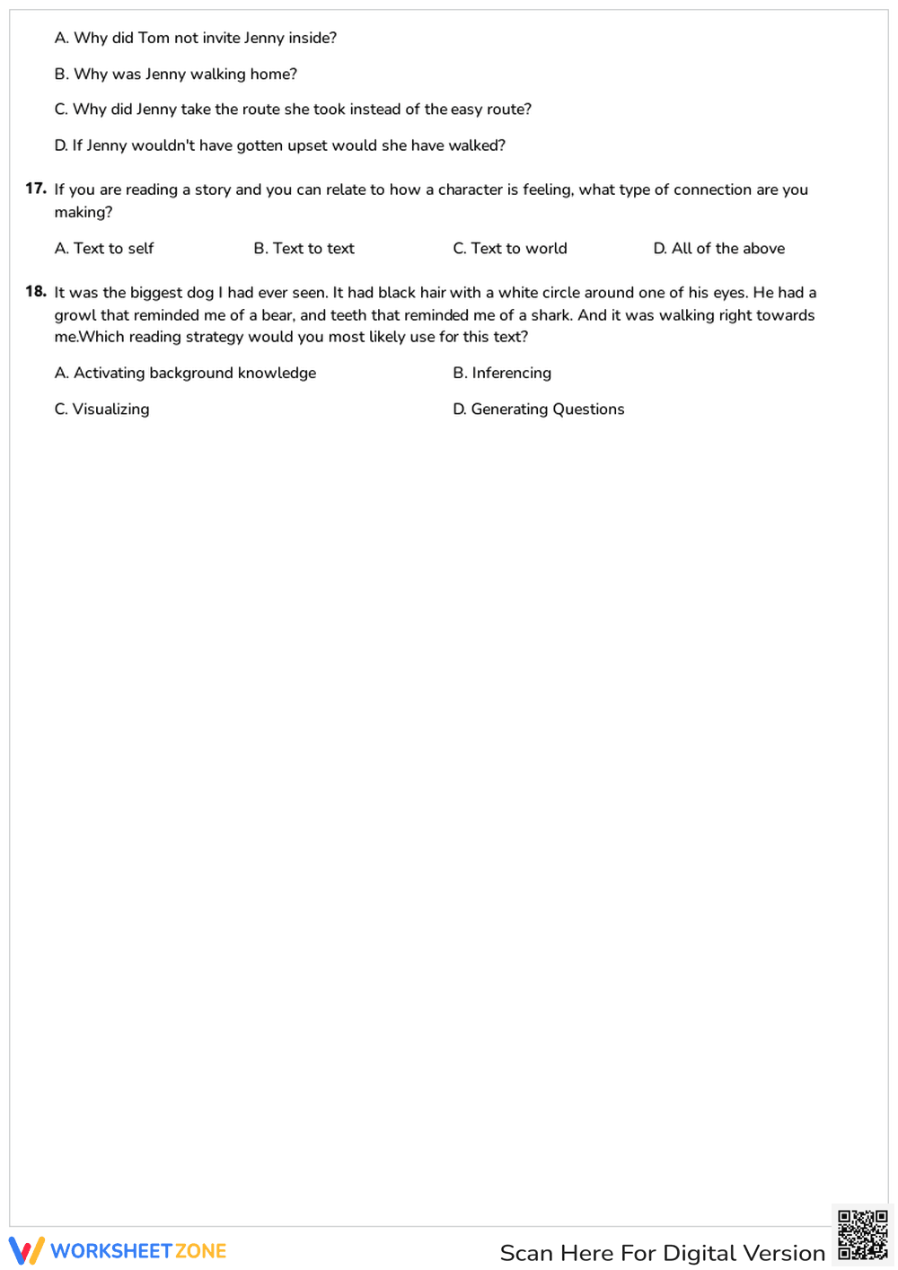 Reading Strategies Test | Grade 3 Essential Worksheet - Page 3