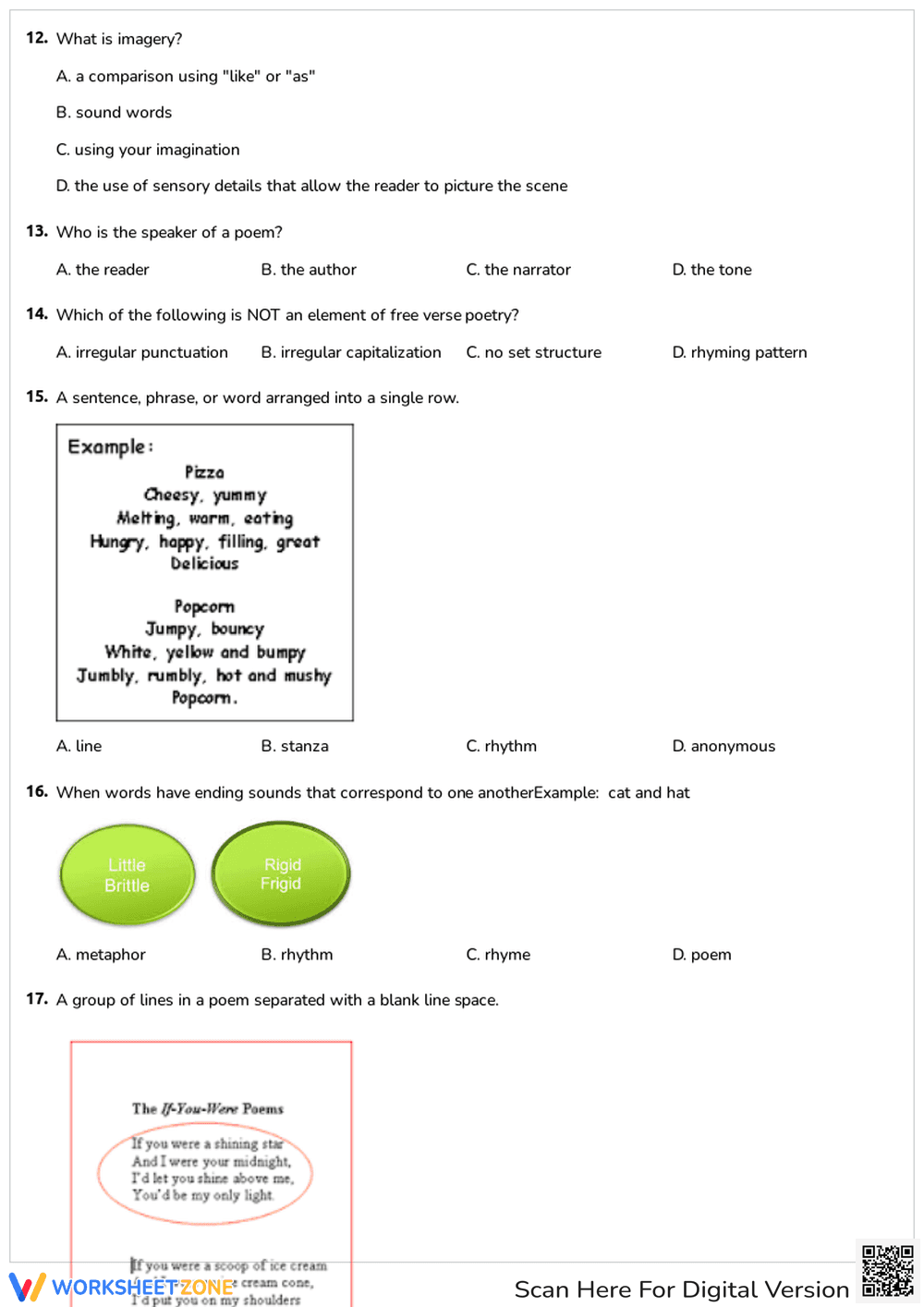 Grade 7 Poetry Elements — Printable No-Prep Worksheet - Page 2