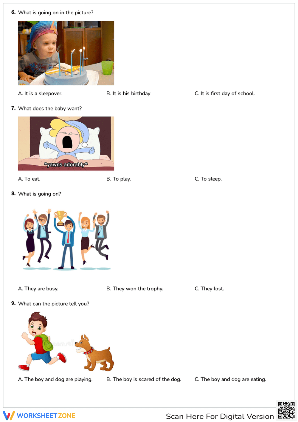 Printable Picture Inference Quiz | Grade 1 ELA - Page 3
