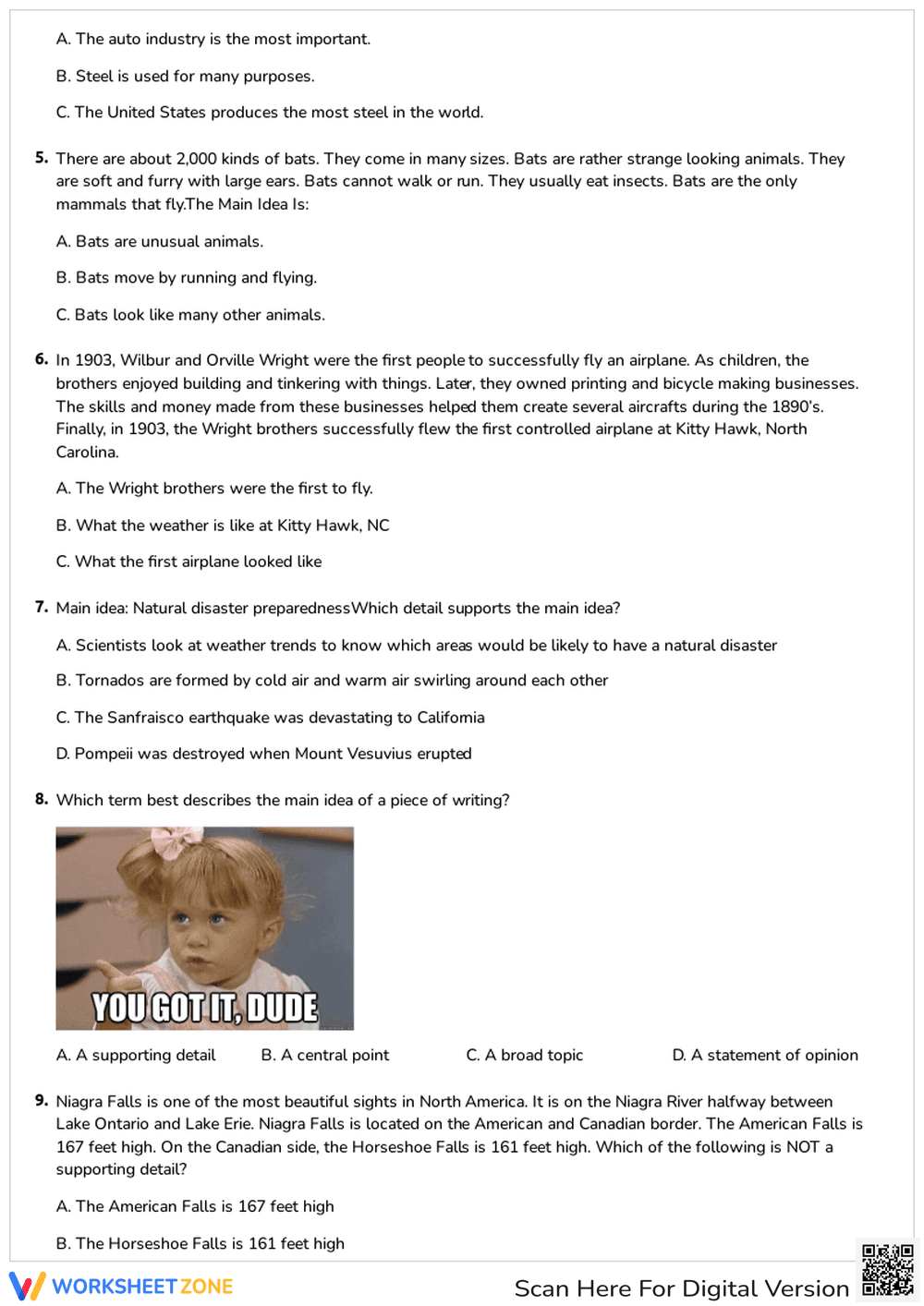 Grade 3-5 Main Idea Practice — Essential Printable Worksheet - Page 2