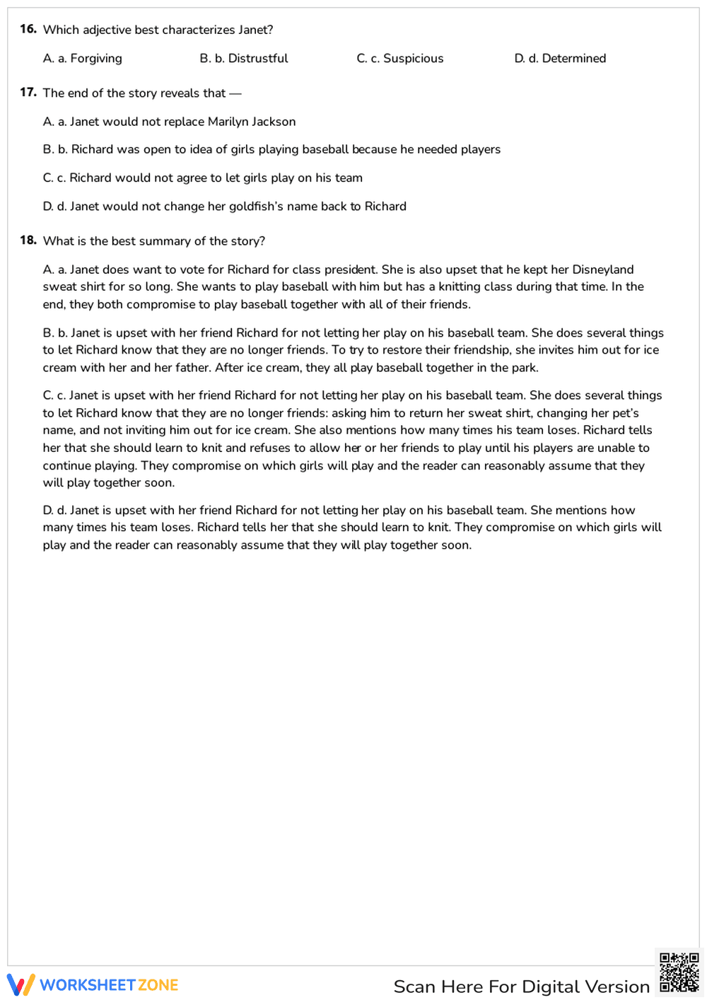 Reading Comprehension Quiz: Character Conflict and Language - Page 3