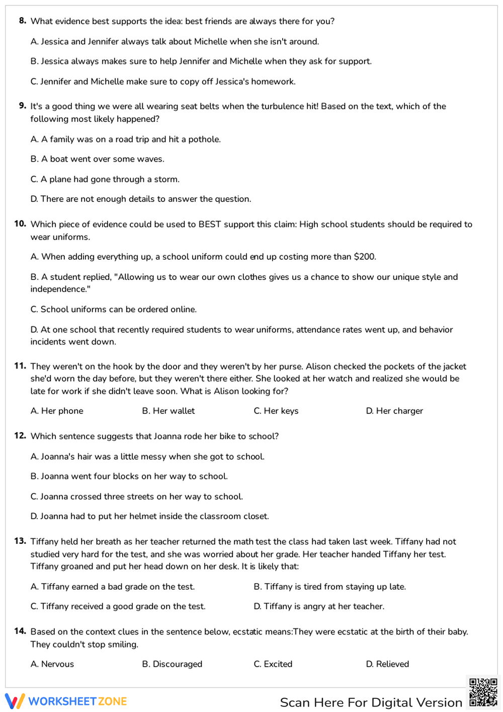 Text Evidence Quiz: Supporting Claims with Evidence - Page 2