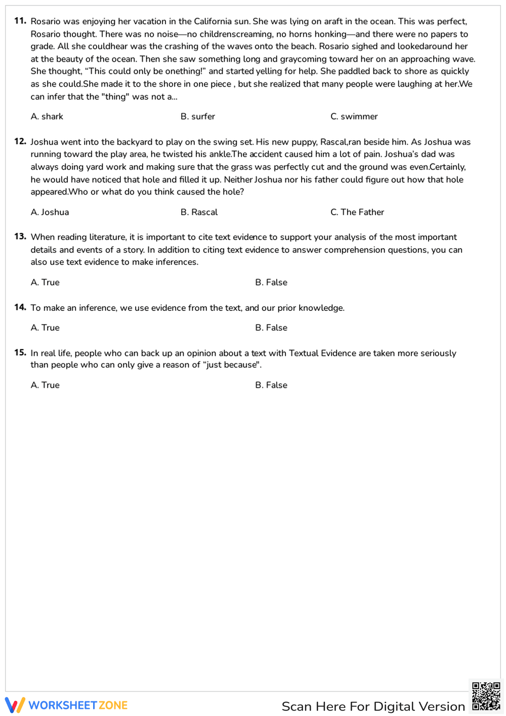 Inference Quiz: Use Text Evidence & Improve Comprehension - Page 3
