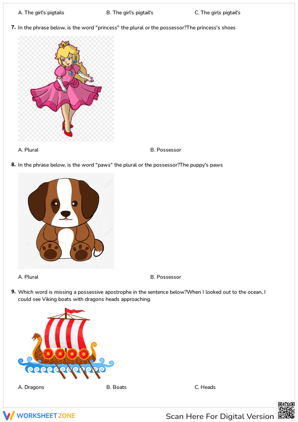 Grade 3 Plural vs. Possessive Apostrophe Printable Worksheet - Page 2