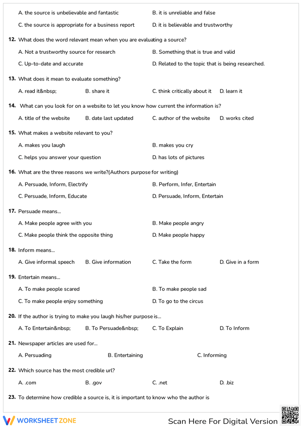 Evaluate Source Credibility: Online Resources - Page 2