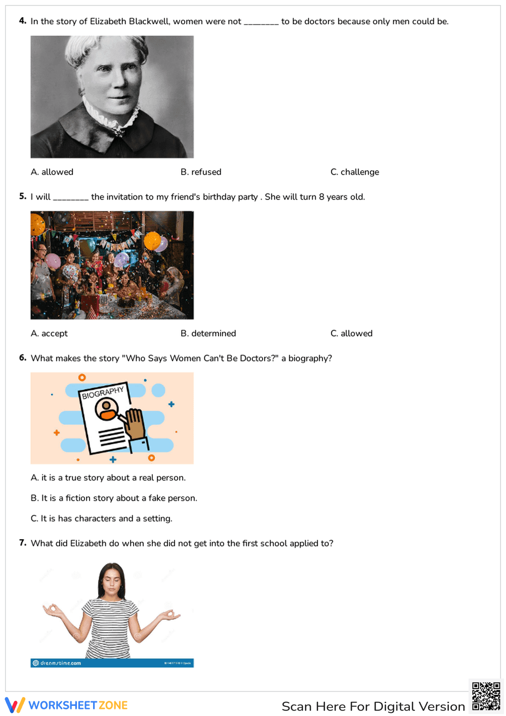 Elizabeth Blackwell Vocab & Reading Quiz | Essential Grade 2 - Page 2