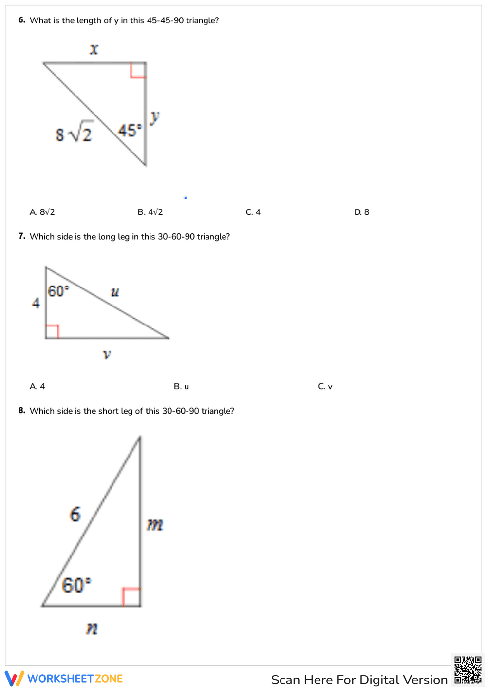 Special Right Triangles Worksheet | Grade 8-9 Essential - Page 3