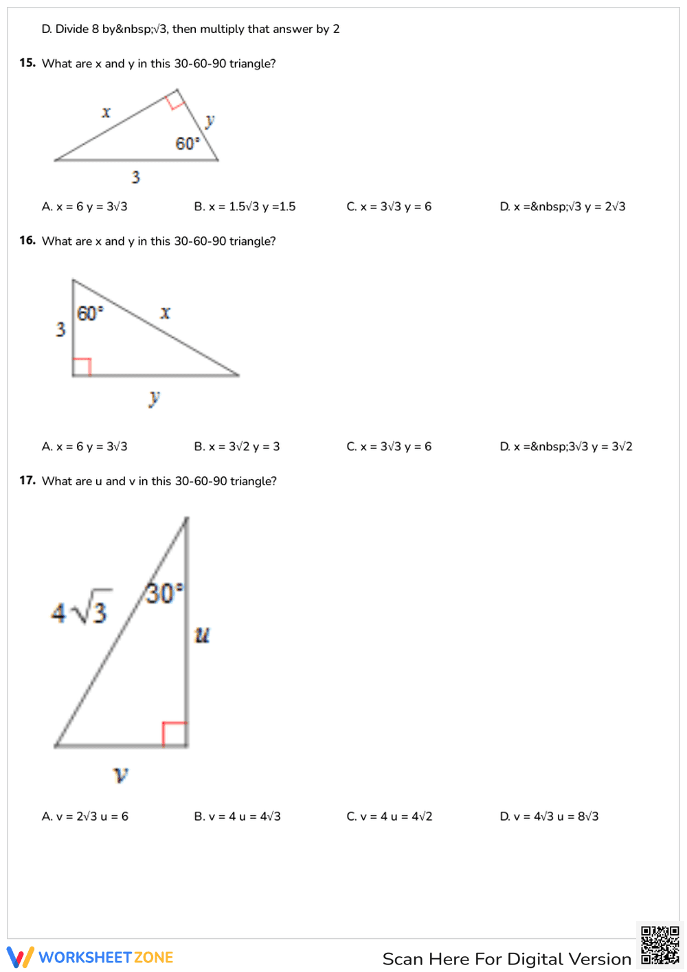 Special Right Triangles Worksheet | Grade 8-9 Essential - Page 6