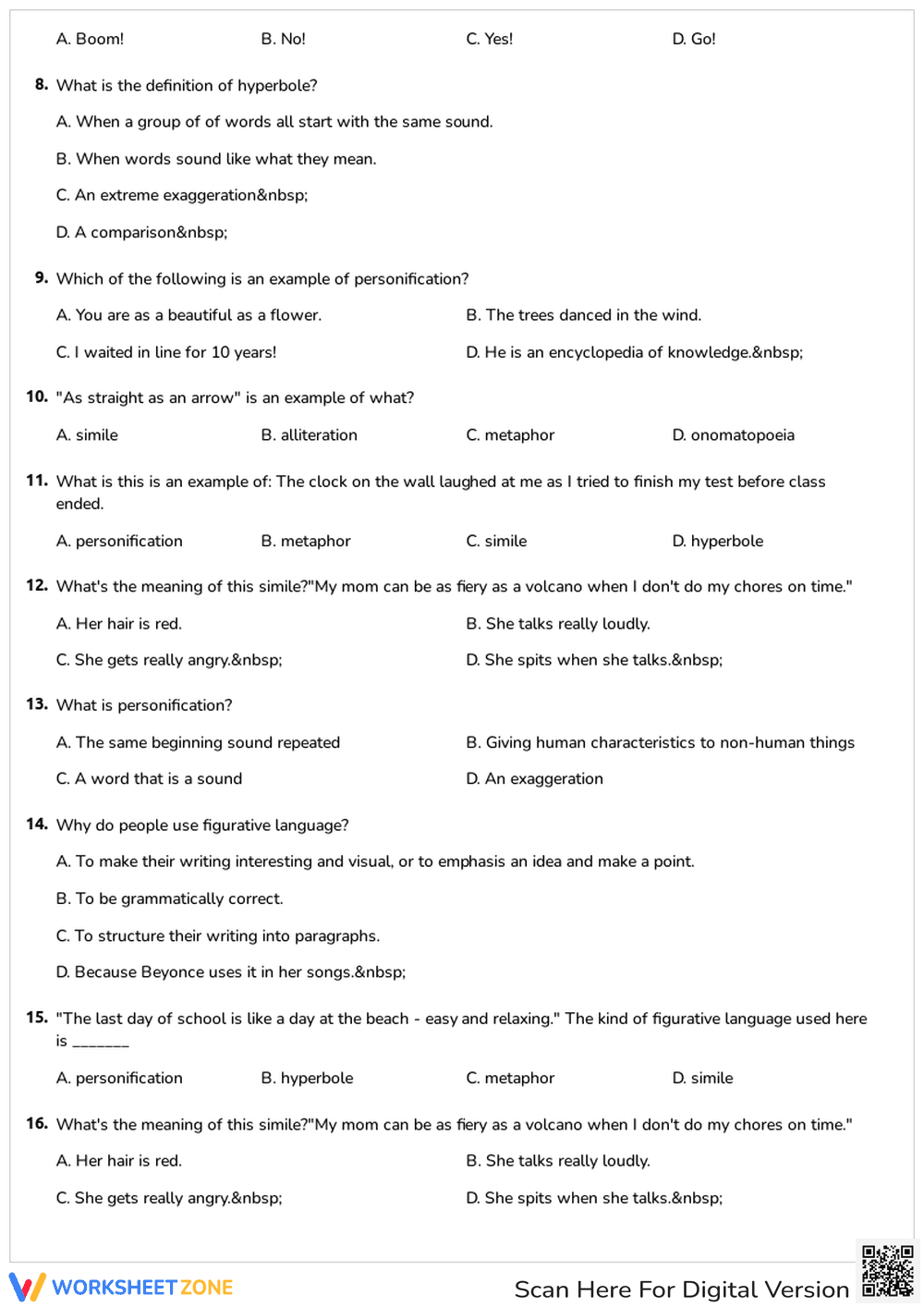 Figurative Language Quiz: Identify & Interpret - Page 2