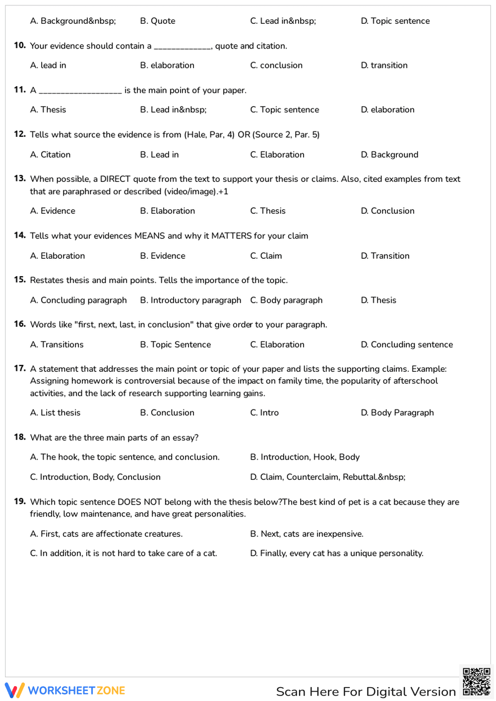 Essential Grade 5 Informative Essay Quiz | Printable - Page 2