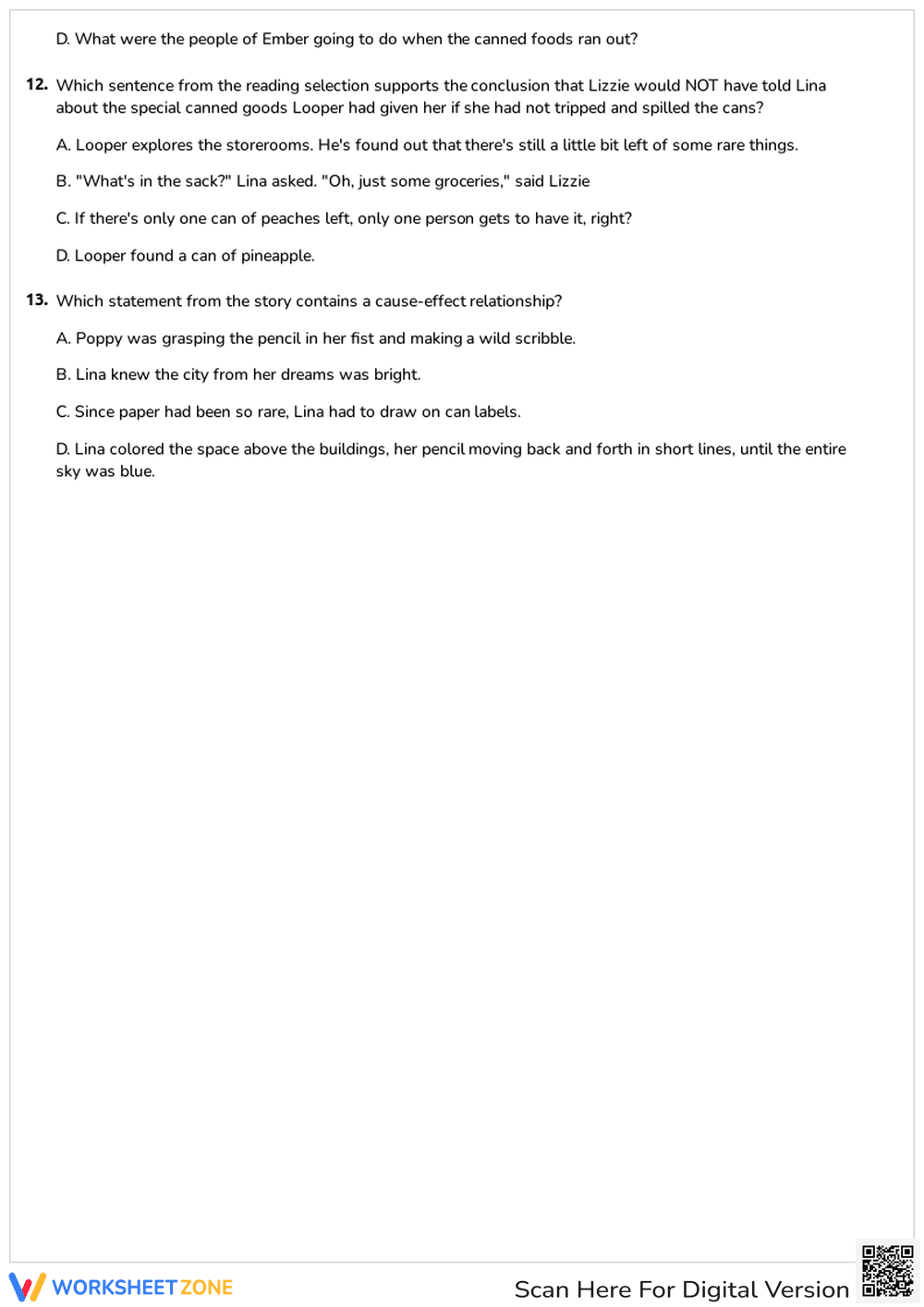 City of Ember Ch. 10-11 — Essential Printable Quiz - Page 2