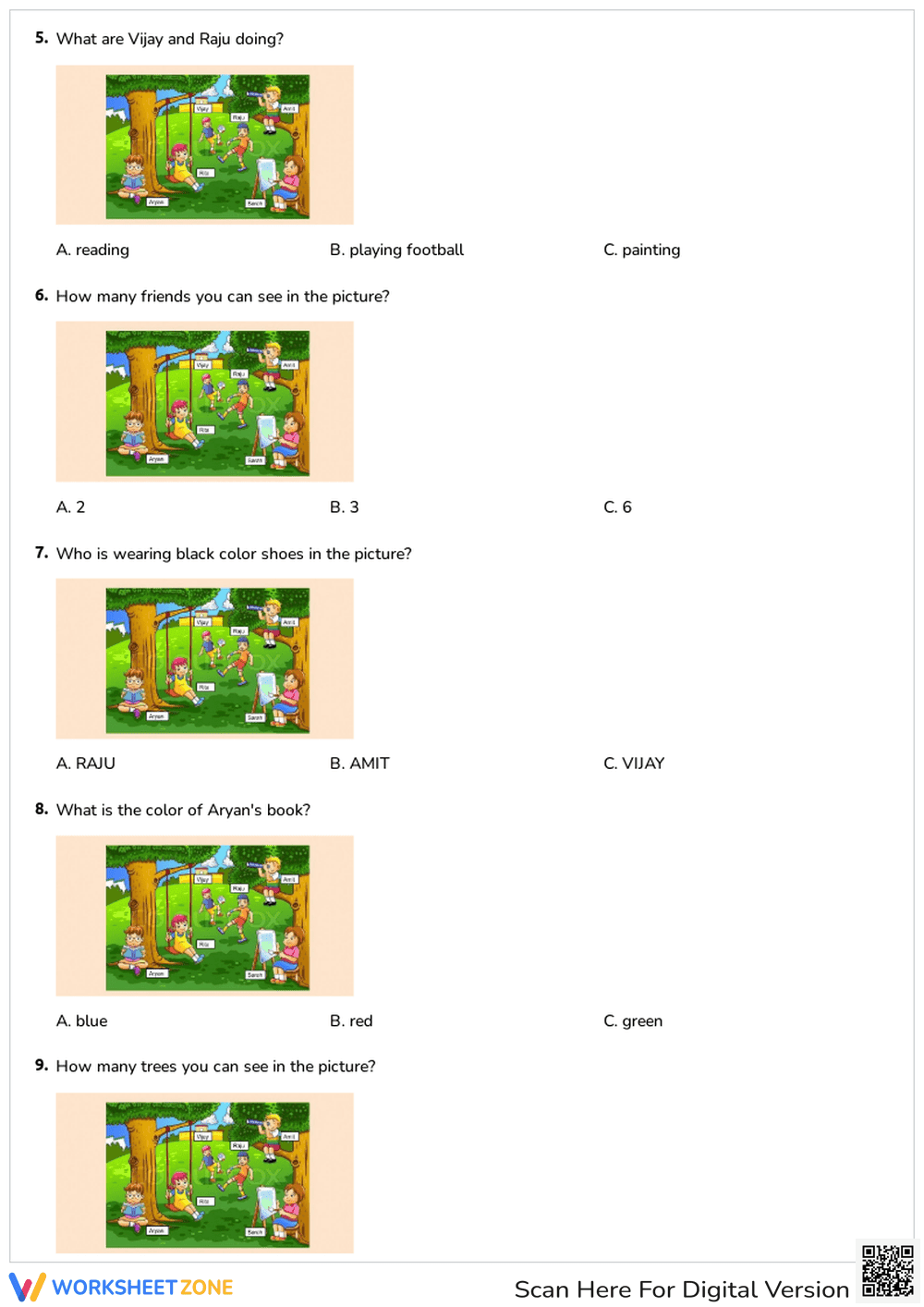 Printable Kindergarten Picture Comprehension Worksheet - Page 2
