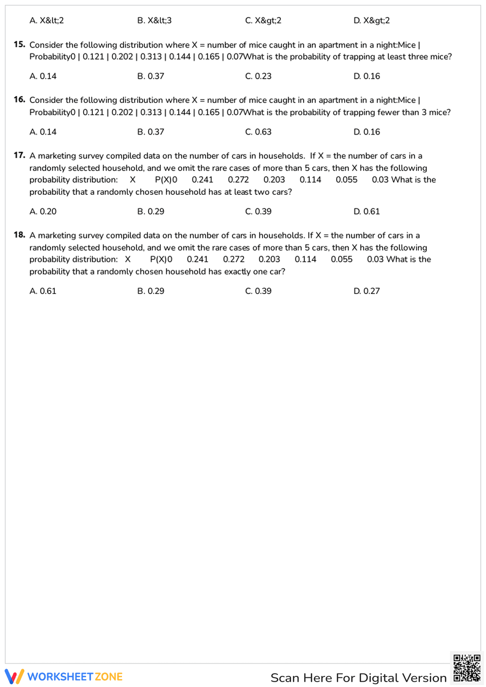Probability for Discrete Random Variables HW - Page 3