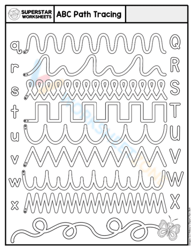 Process Path Abc Printable ABC Path Tracing Worksheet for Kindergarten