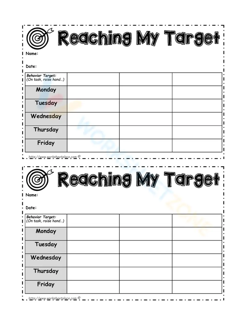 Target Setting Worksheet Reach My Target Goal Setting Worksheet