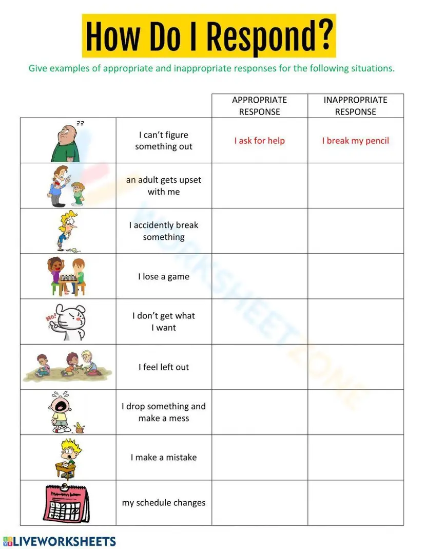 Think Balance Respond Model.pdf Exploring Response Strategies Worksheets