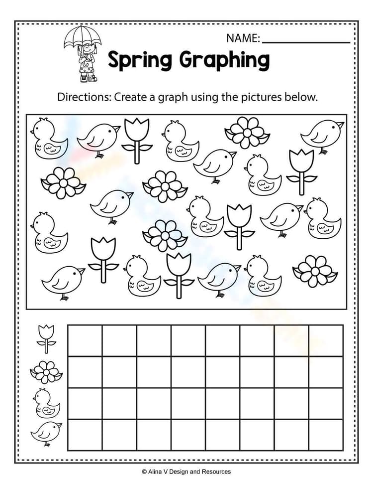 Spring Graph Craft Pattern Learn Graphing with Spring Graphing Worksheet