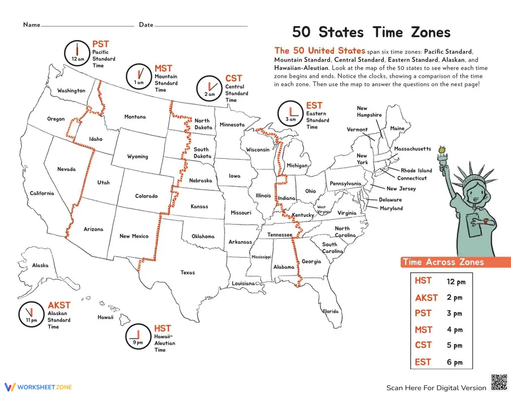 U Satimezone Reworked USA Time Zones Worksheet