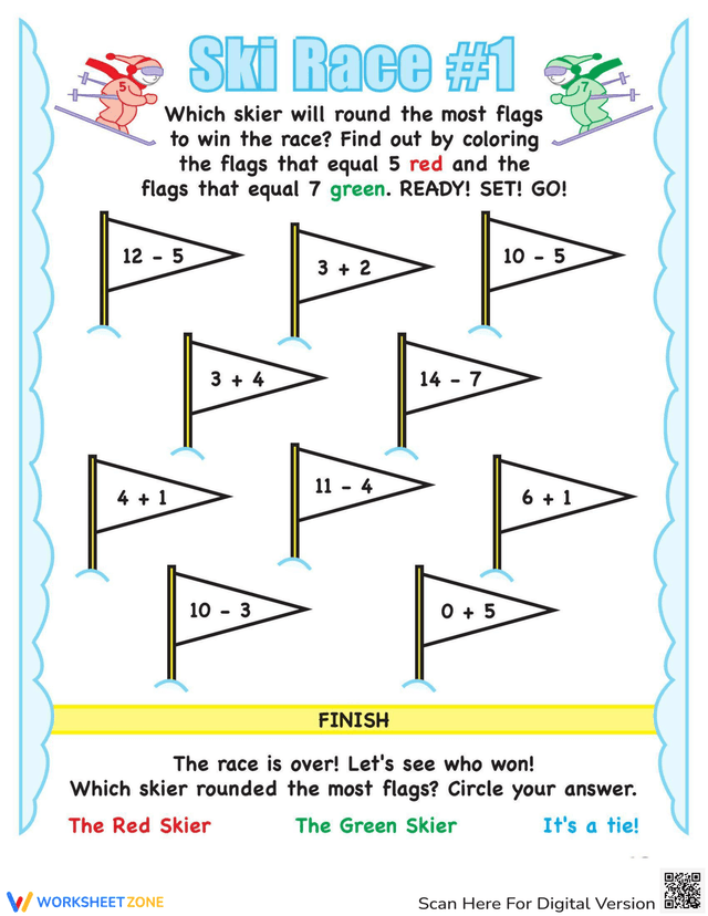 Race Track Math Worksheet Pdf Ski Race Math Worksheet for Students