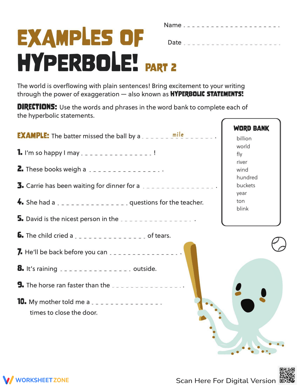 Fish Hyperbole Examples Identify Hyperbole Examples: Literary Devices Worksheet