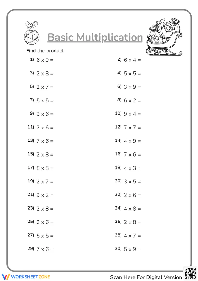 Basic Multiplication Example Printable Practice Basic Multiplication Skills Worksheets