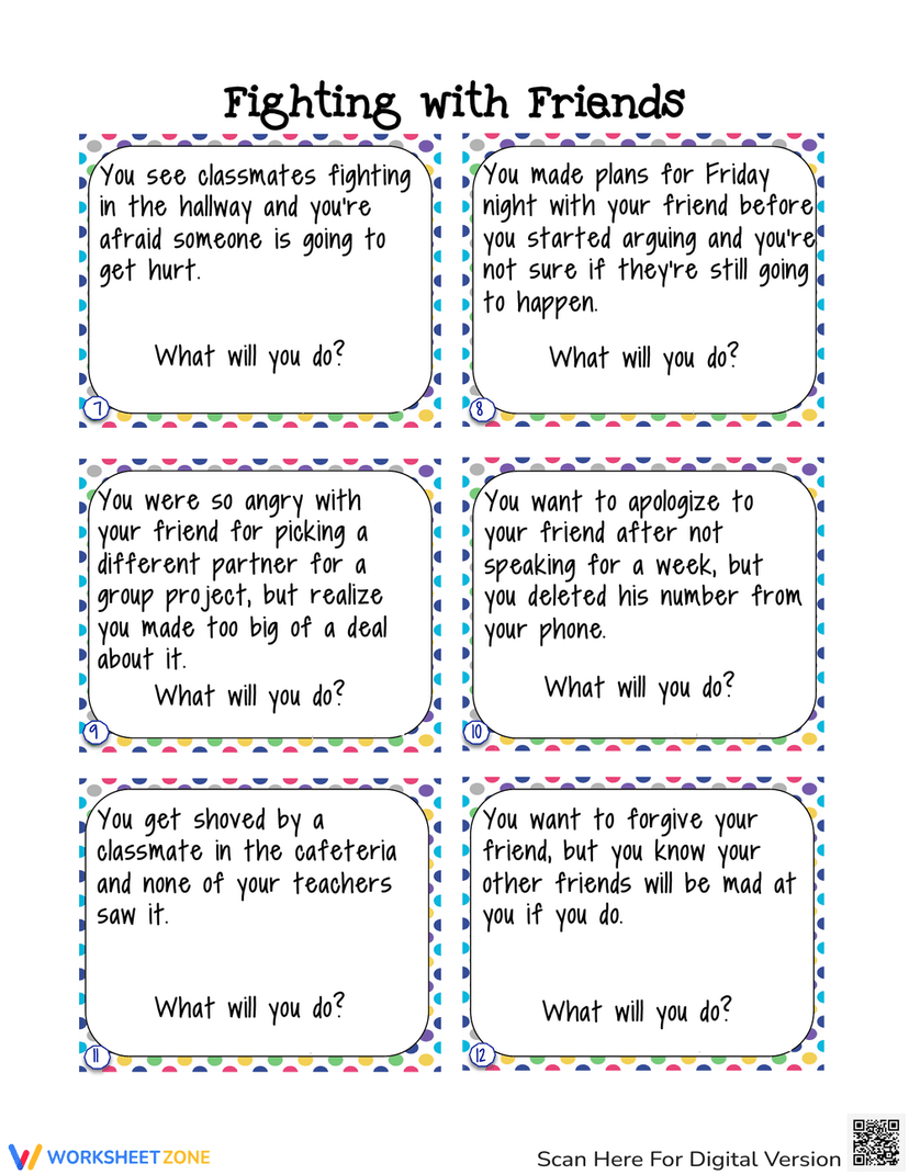 Friends Problem Solving Social Skills: Problem Solving with Friends Worksheets
