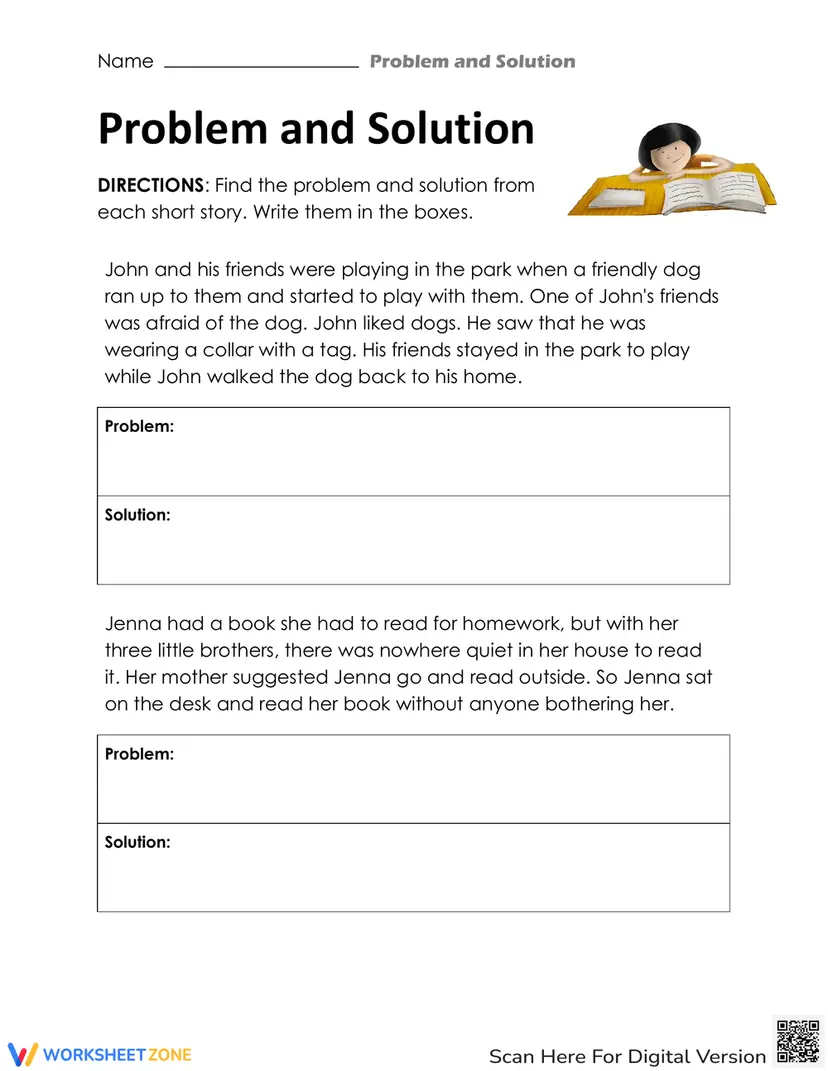 Problem and Solution Worksheet for Education