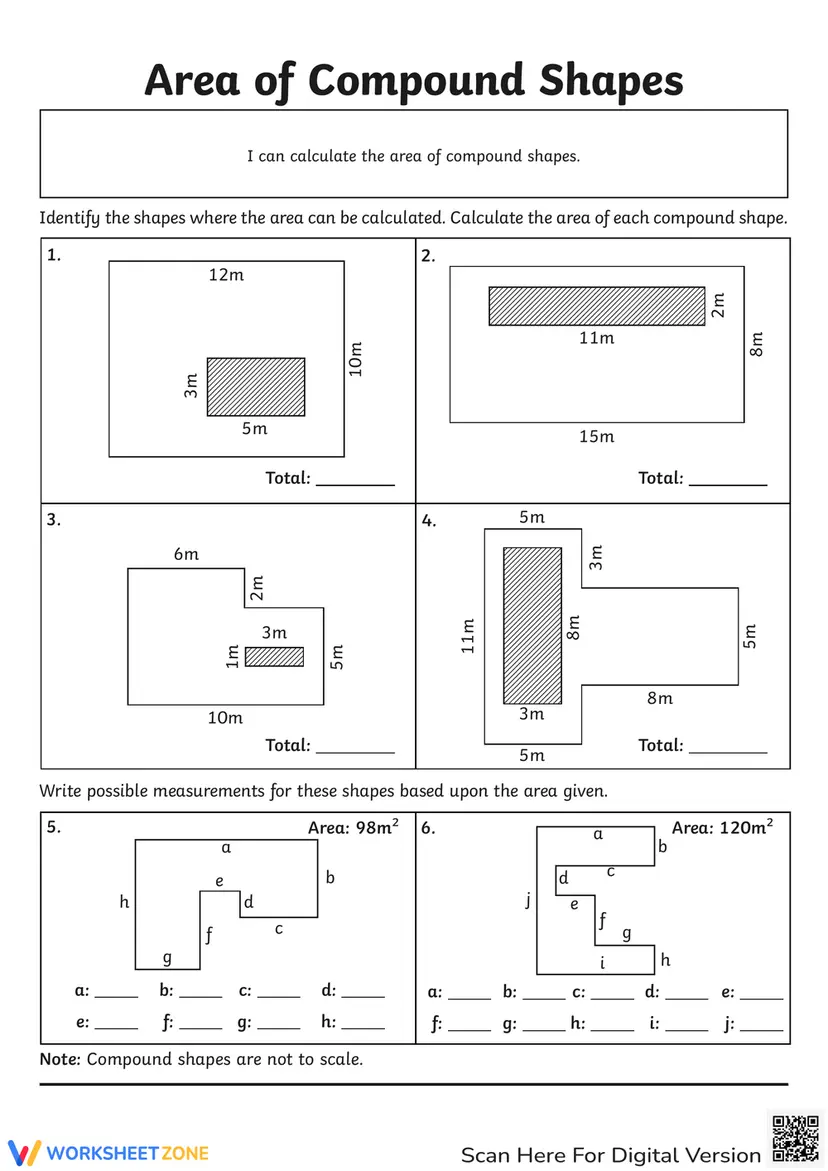 Compound Shapes Answer Key Area of Compound Shapes Practice Worksheets
